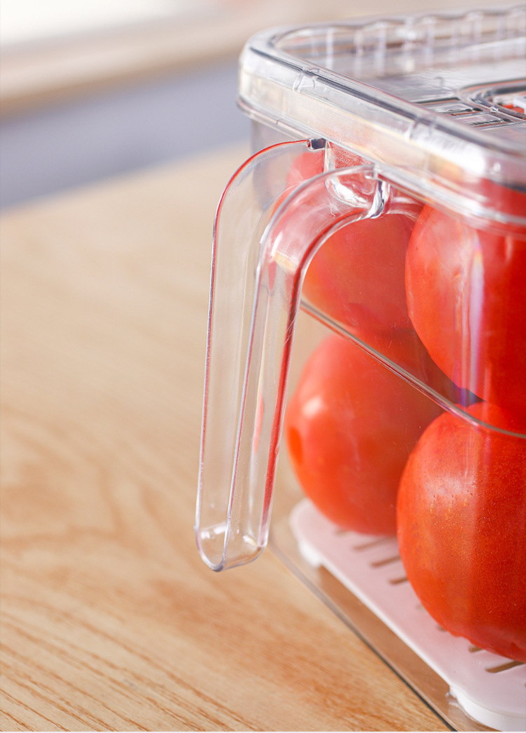 PET transparent refrigerator storage box with handle, fresh-keeping box, vegetable and fruit storage box, freezer box pic 17