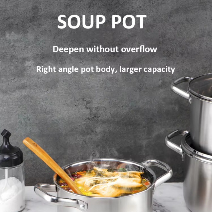 外贸热卖不锈钢12件套装锅活动礼品锅具 商用厨房汤锅10件套装锅详情2