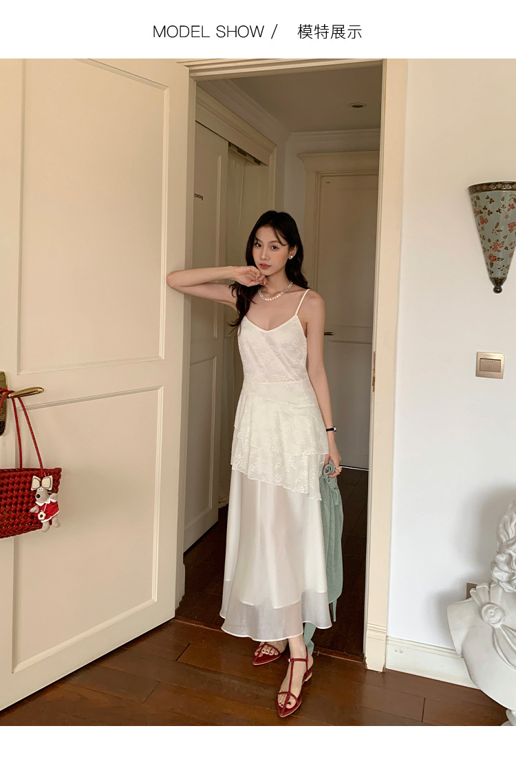 爱西里2025夏季韩系气质不规则荷叶边拼接设计吊带连衣裙女13683详情8