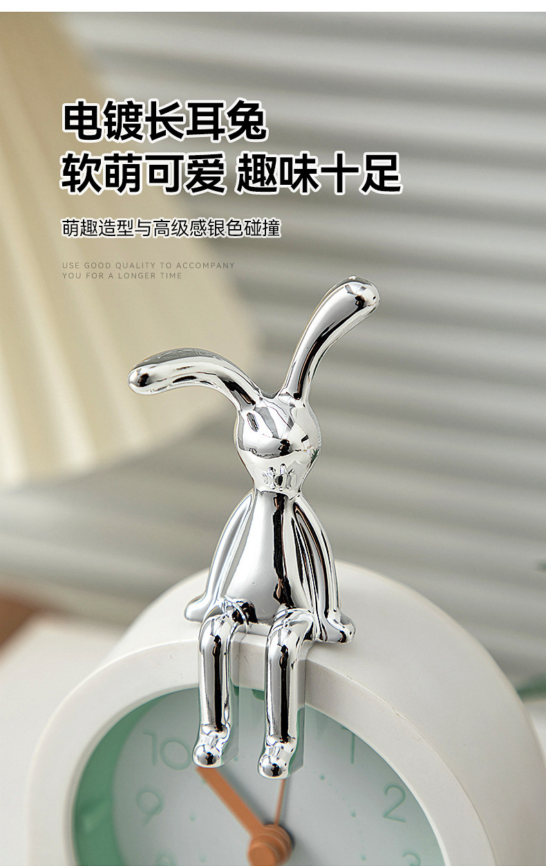 客厅电镀银长耳兔子摆件电视柜酒柜玄关家居装饰品车内个性小配件详情6