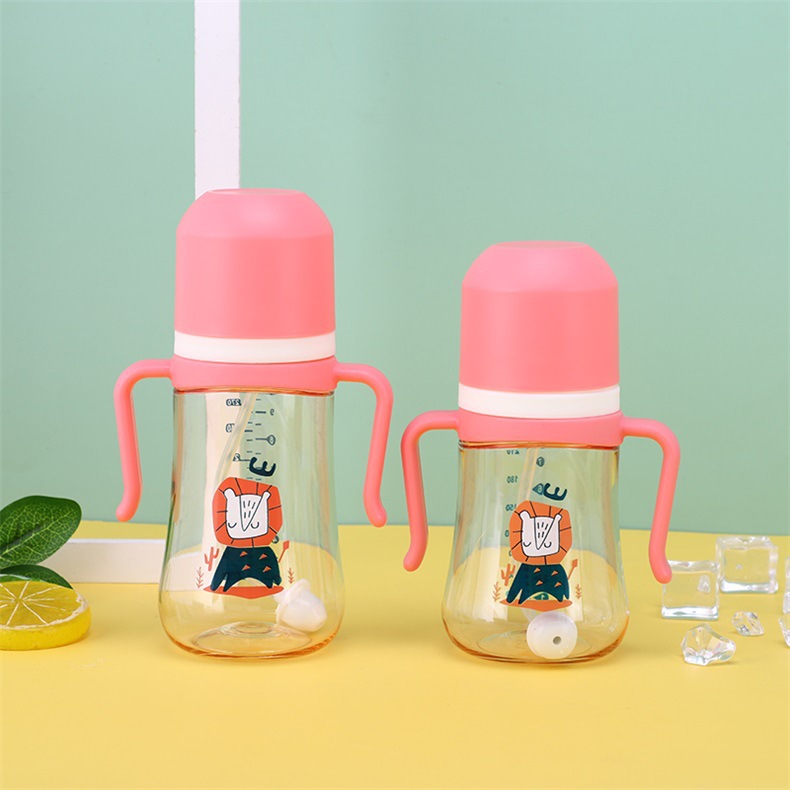 Custom nuevo estilo amplio de calibre doble mango recto con mango para bebés y niños dibujos animados dinosaurio botella antiatragantamiento pajita taza de agua pic 4
