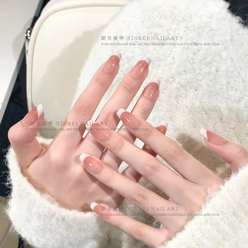Pure desire style gradient French pink, simple and versatile, gentle, pure handcrafted nail art pic 7