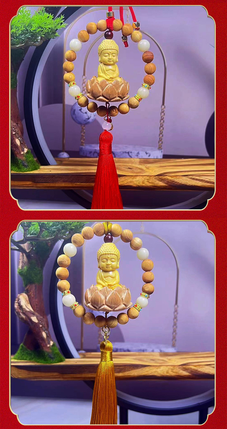 Peach wood lotus Buddha car pendant, interior decoration for continuous good luck, car rearview mirror, Peace Buddha Bodhi decoration pic 8