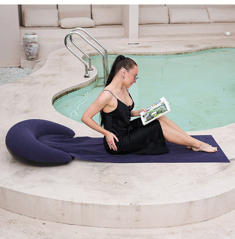 Cross-border new products: inflatable outdoor beach MATS, picnic MATS, moisture-proof MATS, sunbathing MATS with pillows, plush material beds, inflatable plush outdoor camping blankets, MATS, picnic MATS, outdoor seat cushions, beach MATS pic 12
