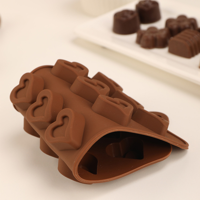 diy Christmas silicone heart-shaped flower chocolate mold making heart-shaped ice mold jelly pudding hand tool mold pic 2