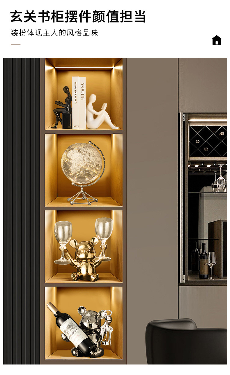 Light luxury ornaments, high-end modern bookends, figure ornaments, home living room, TV, wine cabinet, office and study decorations pic 7