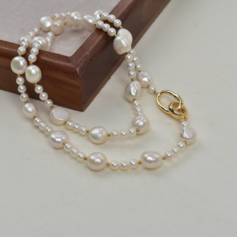 长款轻奢高级感天然淡水珍珠项链女小众设计双层叠带法式毛衣链详情15