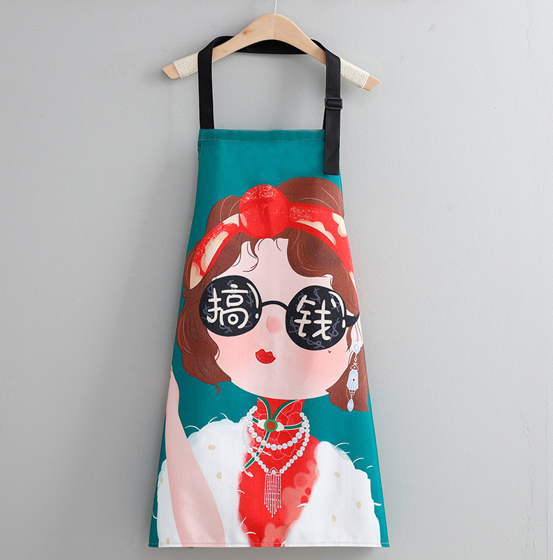 【 Chi Jia 】 Breathable cotton fabric waist wear resistant work clothes for cooking, kitchen and home use, cute and young aprons, stylish for women pic 14