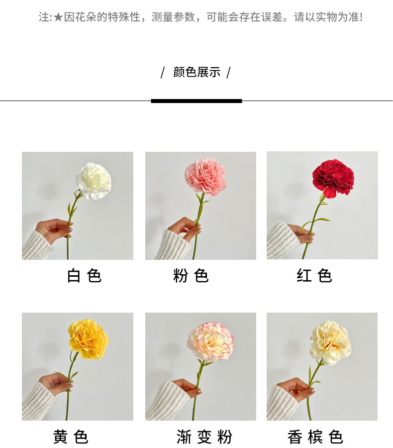 康乃馨仿真花假花母亲节教师节房间卧室客厅装饰花艺摆件拍照道具详情4