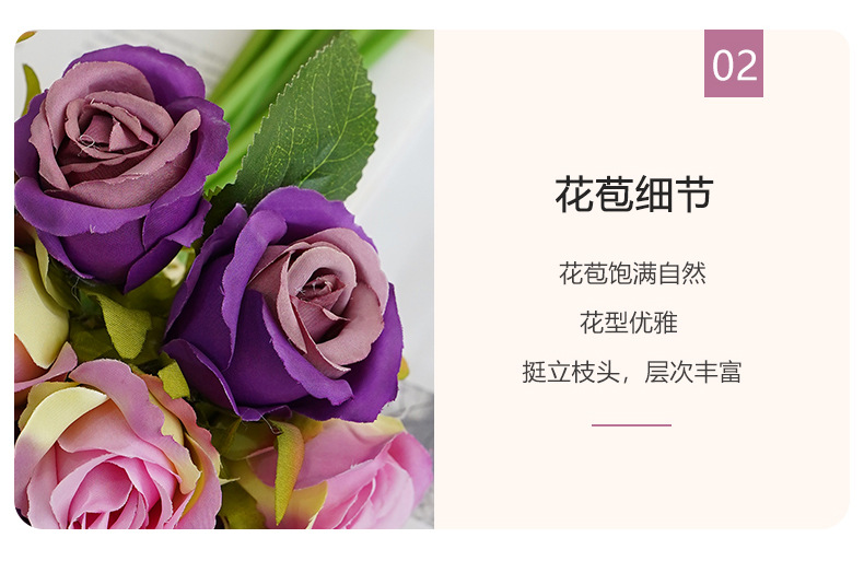 A Korean-style wedding bride is holding a bouquet of 12 small roses for home decoration. The artificial flowers are a simulation of 12 small roses pic 24