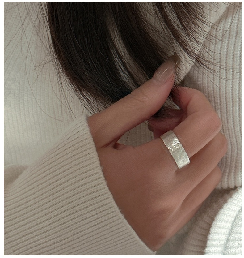 S925 sterling silver Korean version niche design sense brushed texture retro ring Korean version Korean style ring wholesale pic 7
