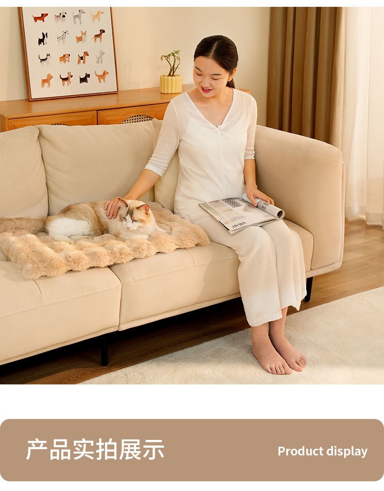 泡泡绒四季通用保暖地垫宠物猫垫狗狗垫保暖防滑防摔纯色毛绒坐垫跨境出口浴室卫生间地垫双格子简约家用卧室床边地毯厨房进门入户详情12