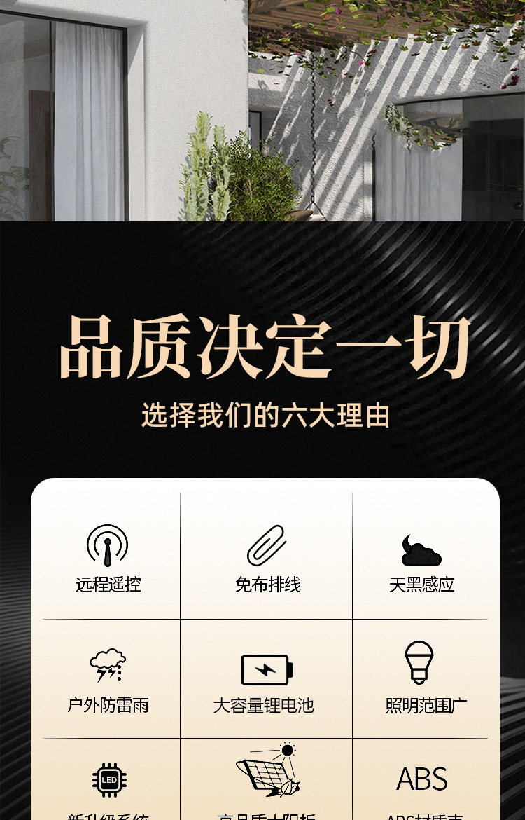 Solar lamps, outdoor lighting, garden lamps, solar wall lamps, LED solar human body sensor, large street lamps for garages pic 3