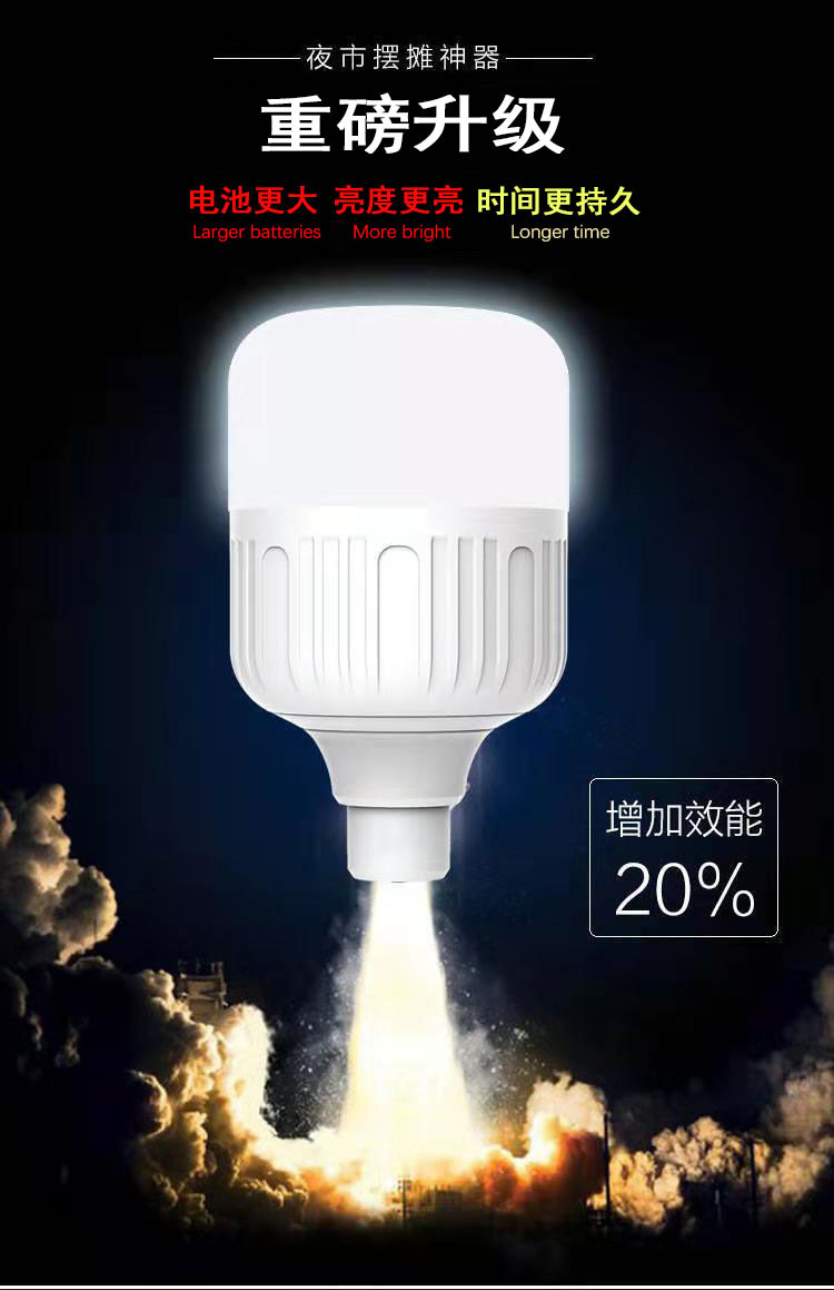 usb rechargeable bulbs, outdoor night market street vending lights, high-rich and handsome household power outage led emergency bulb lights pic 2