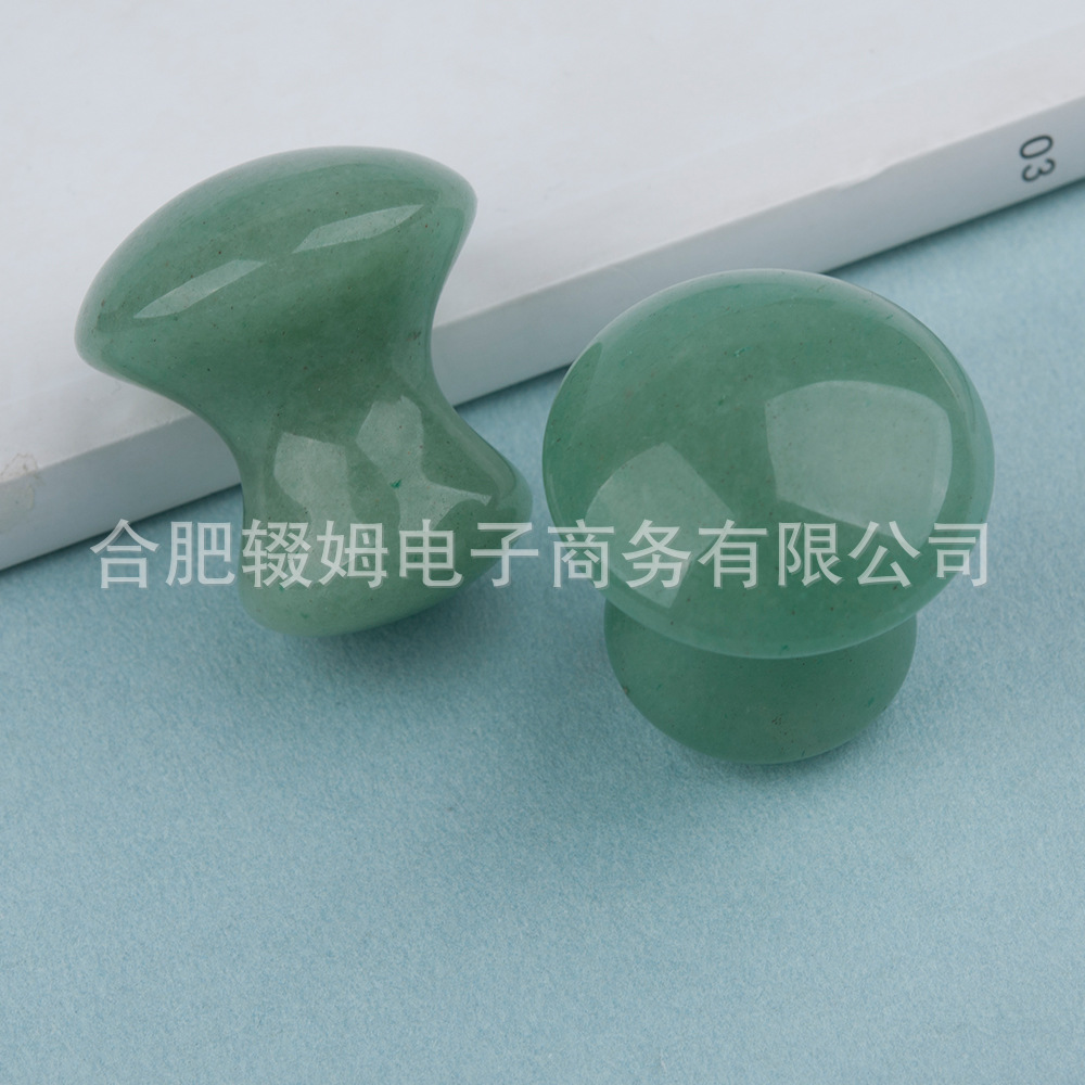 天然粉晶东陵绿玉石蘑菇头面部脸部颈部美容冷热敷按摩石刮痧板详情14