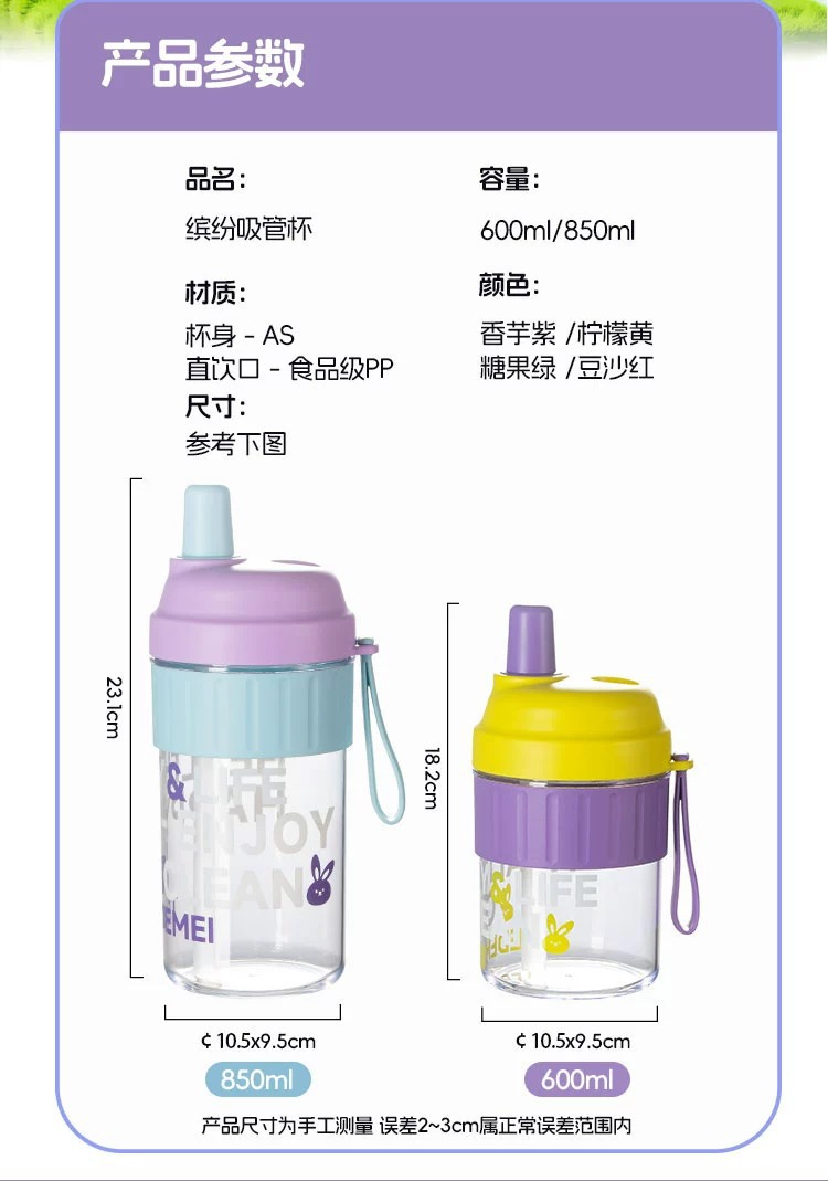 运动水杯高颜值便携吸管杯随手杯提手杯tritan水杯夏凉杯大容量详情11