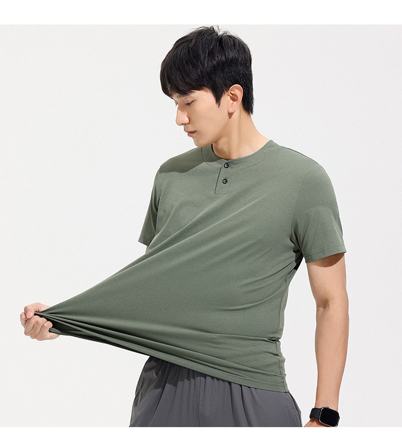 A new short-sleeved T-shirt for men in summer, featuring a trendy American style with a button-down collar and a cool, breathable feel. It is a sporty and casual top for young people pic 21
