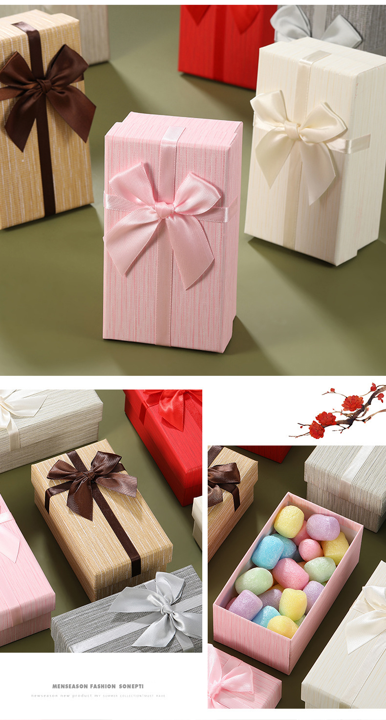 New rectangular top and bottom cover gift box for festivals and birthdays, simple paper gift box, gift bow packaging box pic 14