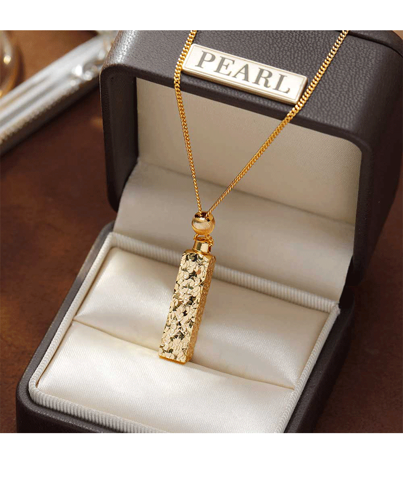 Hyacinth碎碎冰四方来财小金条吊坠项链女款时尚个性气质高级感锁骨链颈链详情4