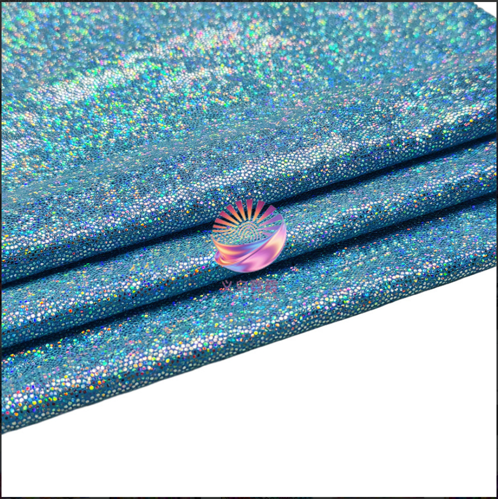 七彩镭射指纹烫金面料涤纶针织布料弹力演出服衣服玩具羽绒服详情14