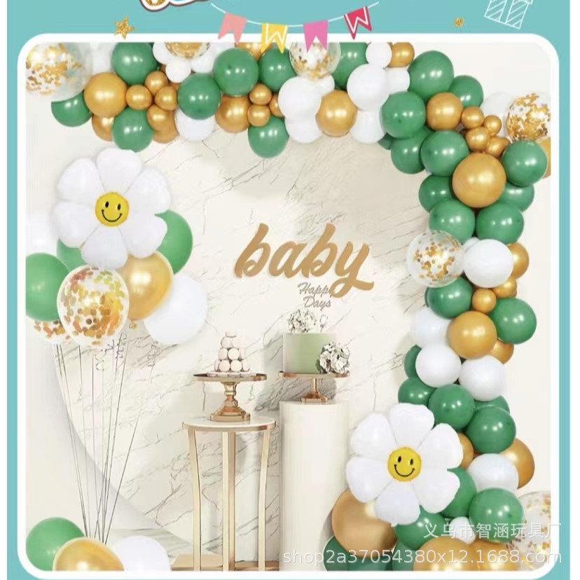 Creative design of green theme balloon set scene arrangement for birthday party balloon chain set scene arrangement pic 6