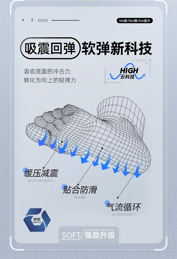 Sports shock-absorbing insoles, anti-odor pu cloud, no fatigue after standing for a long time, military training special, super soft, sweat-absorbing and breathable basketball pic 6