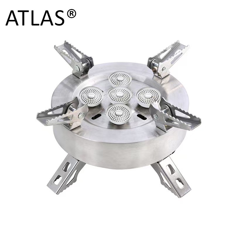 Outdoor high-fire five-head stove, portable camping gas stove, windproof and quick-heating picnic stove, stainless steel integrated stove, high-fire pic 2