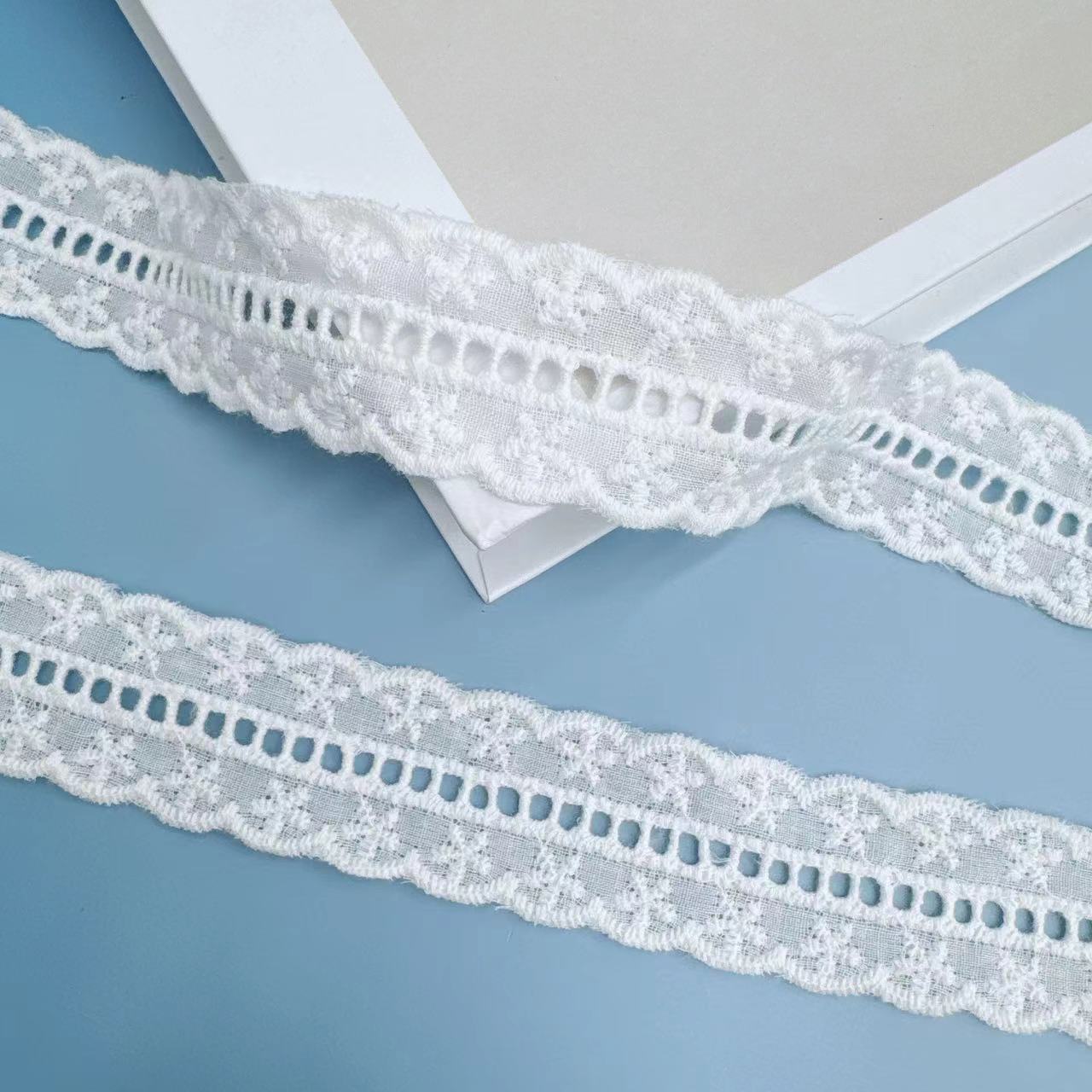 3cm double-sided cotton thread cotton lace embroidered lace for inner dress, skirt, hem, shoes, bags, accessories and trim pic 4