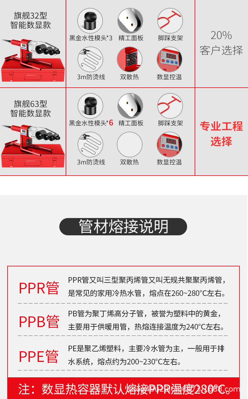 德力西热熔器 家用ppr热容器机接水管焊接机水电工程热熔管焊接器详情17