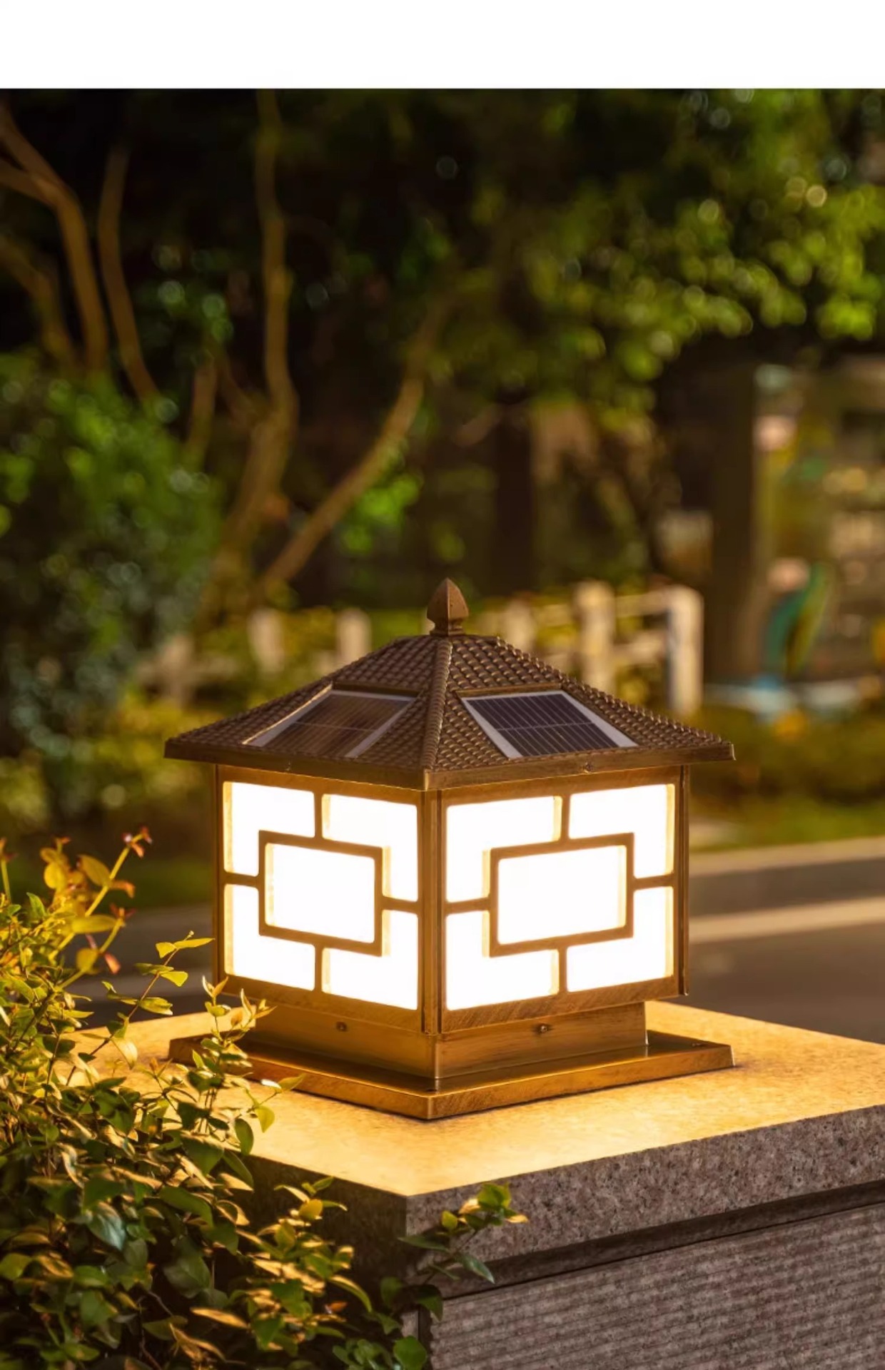 National trend Chinese-style solar column head lamp, garden villa courtyard fence, outdoor waterproof column lamp, outdoor waterproof lamp pic 26