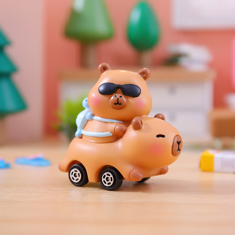 卡通潮玩忙忙碌碌的小水豚盲盒卡皮巴拉动物玩具车桌面小摆件批发详情48