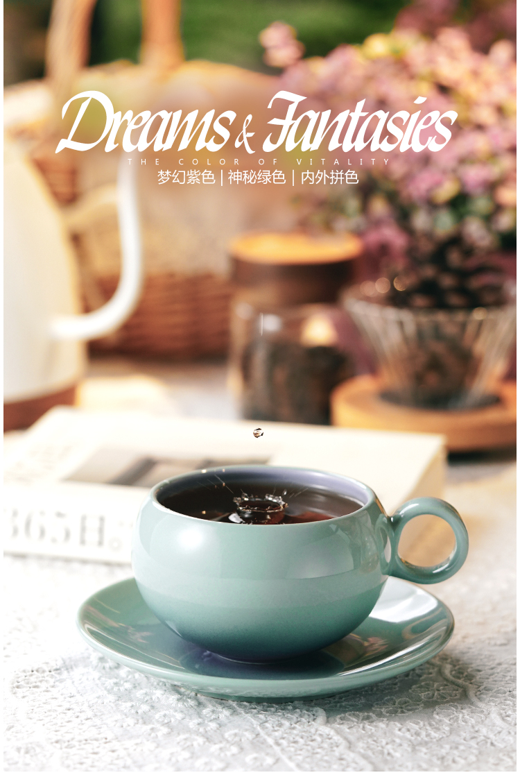 1F31 Egg cup Coffee Cup, ceramic color glaze color-blocking ins style macaron color-blocking latte latte latte cup pic 26