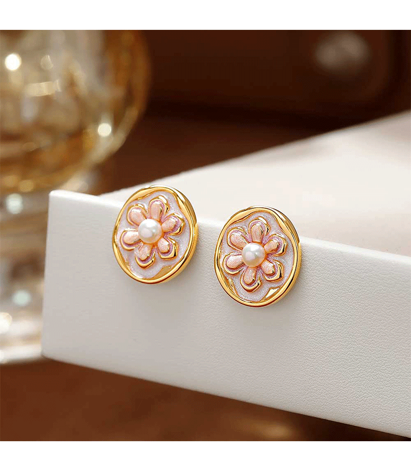 Hyacinth Monet Garden Oil Painting style earrings, live-streaming bestsellers, elegant and high-end earrings, unique design, oil-dripping small flowers pic 2