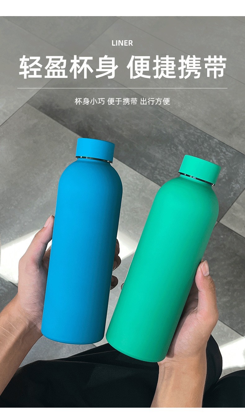 亚马逊304不锈钢保温杯美式小口瓶户外运动水杯大容量磨砂漆水瓶详情8