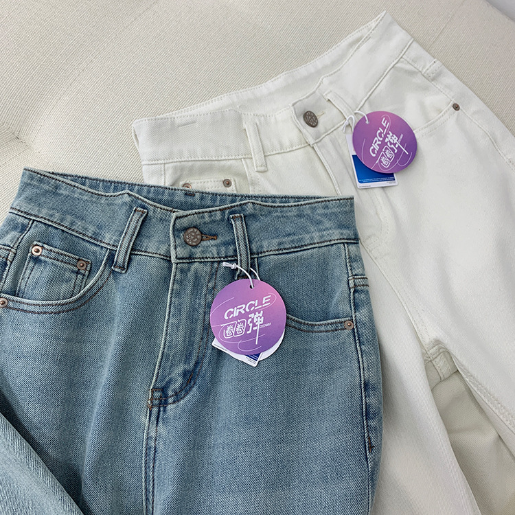 Slimming pants! Early spring light blue four-sided stretch straight-leg jeans for women 2025, high-waisted and petite 9-inch pants pic 5