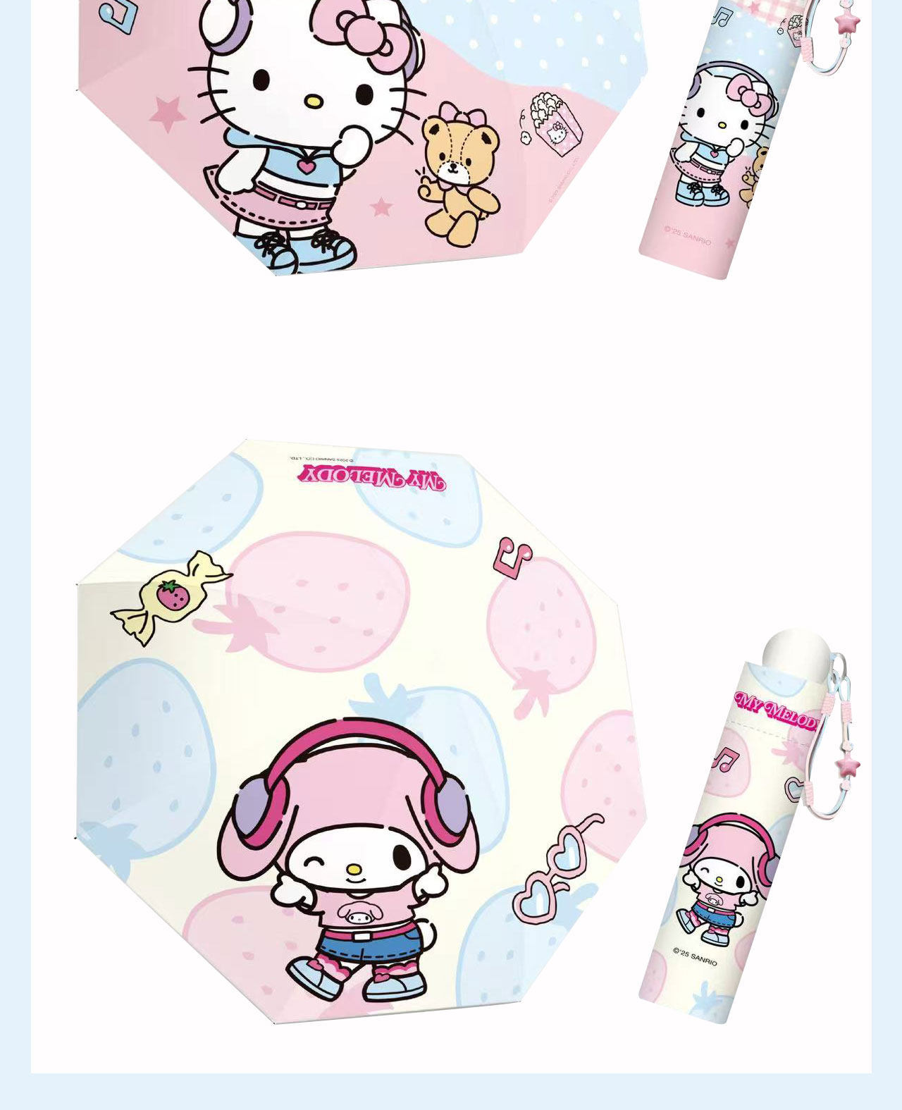 Hello Kitty主题长柄伞色丁24骨雨伞便携喷雾器礼品详情5
