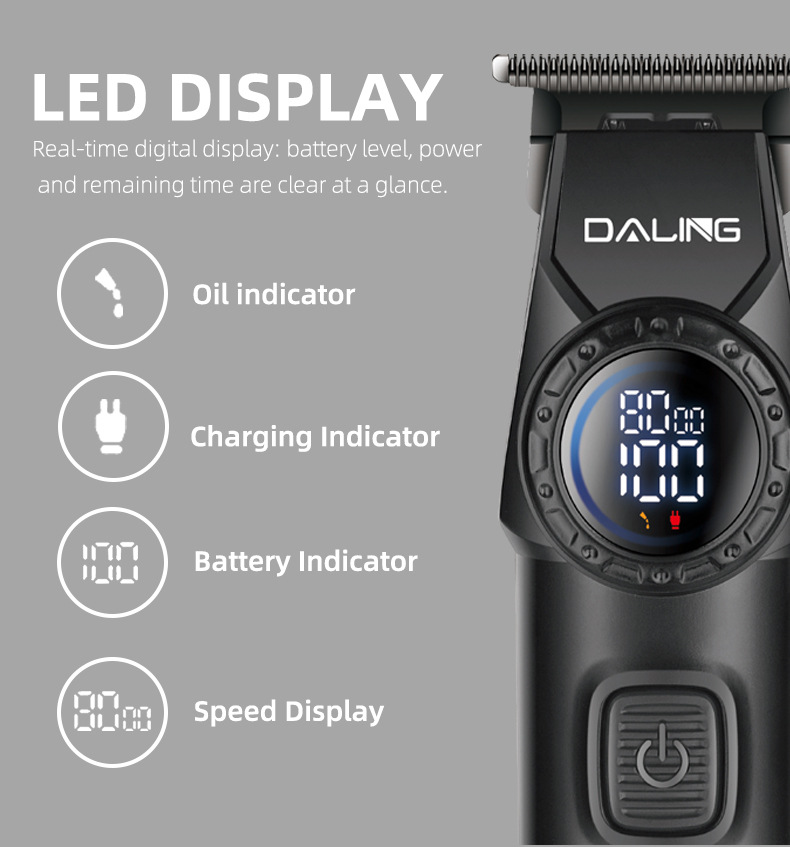 DALING darling 1975 retro cabeza de aceite corte de pelo degradado pantalla digital pusher pusher eléctrico grabado USB peluquería pic 6