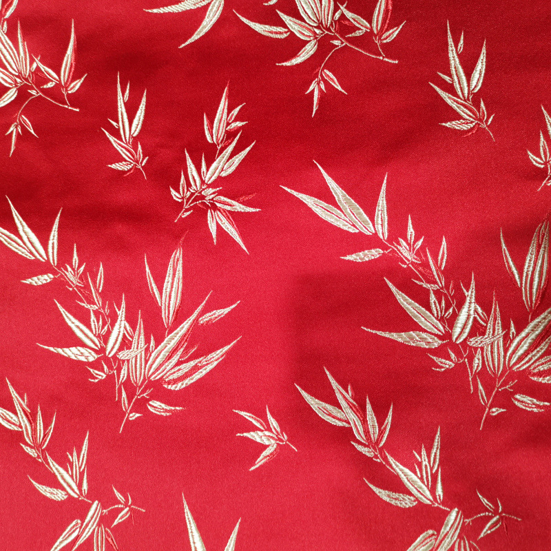 厂家真三五大竹叶织锦缎仿古唐装旗袍布料宠物服坐垫布丝绸面料详情11