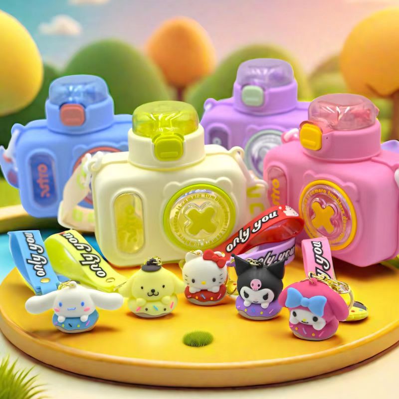 相机水杯夏季儿童高颜值可爱防摔耐高温塑料吸管杯子斜跨玩具杯子详情9