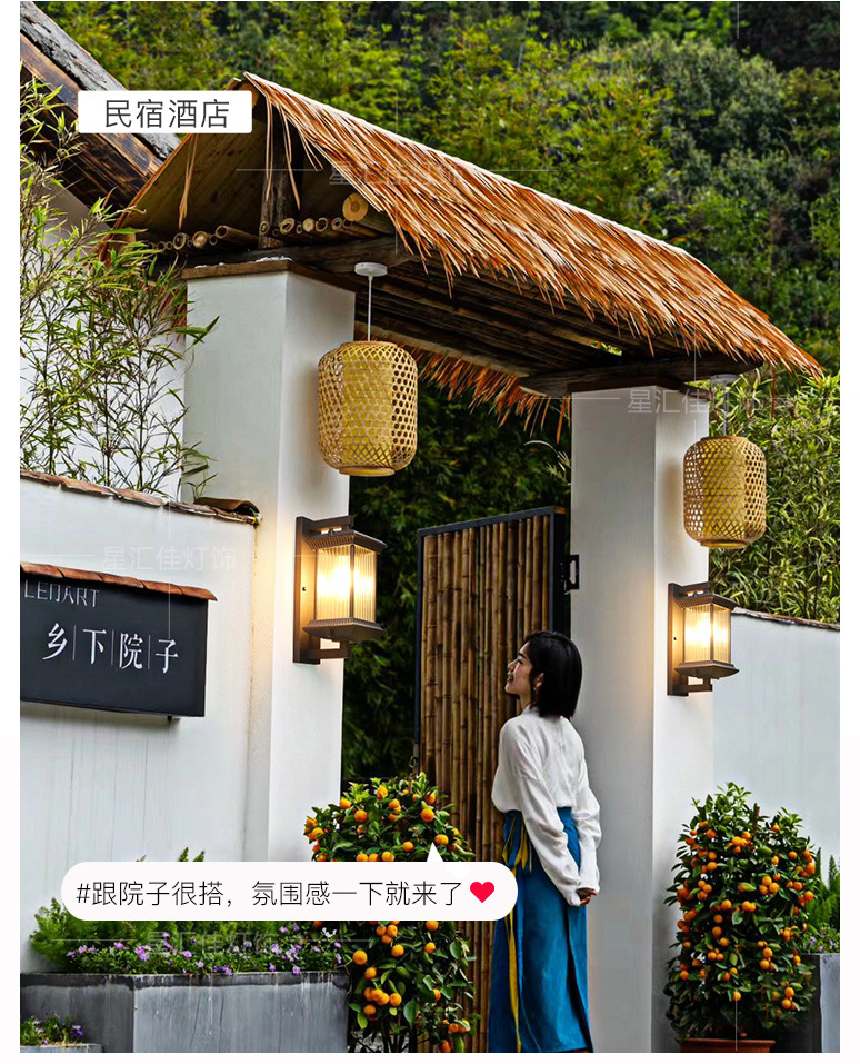 Modern Chinese-style outdoor wall lamps with waterproof features for villas, courtyards, retro outdoor balconies, and columns on both sides of the main entrance pic 13