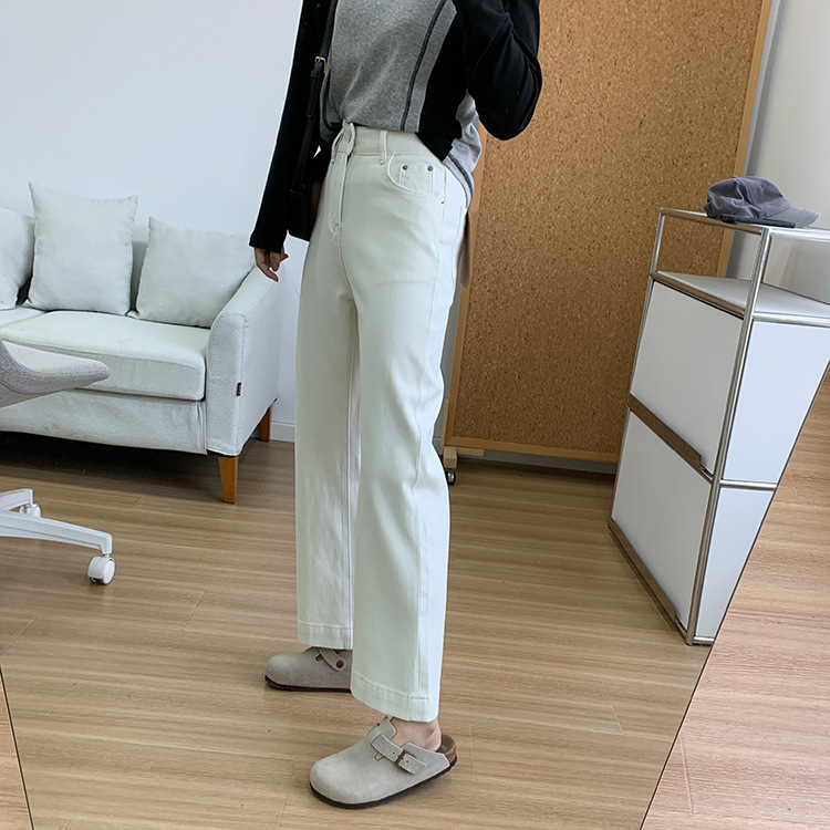 Slimming pants! Early spring light blue four-sided stretch straight-leg jeans for women 2025, high-waisted and petite 9-inch pants pic 25