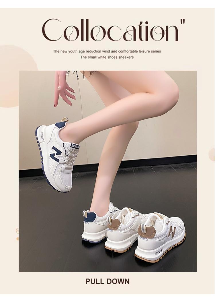 跨境运动鞋女2025春季新款透气休闲厚底老爹鞋时尚网面女式休闲鞋详情2