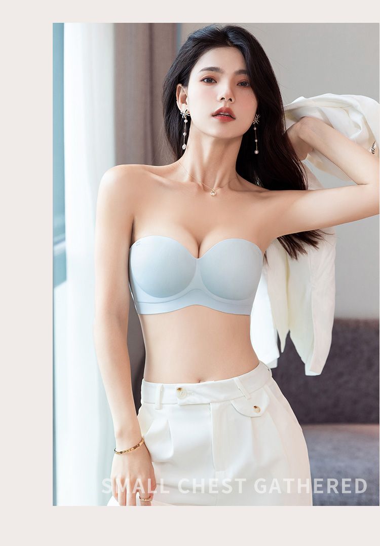 一片式小胸聚拢无痕内衣女收副乳上托隐形防走光抹胸蹦迪防滑文胸详情19
