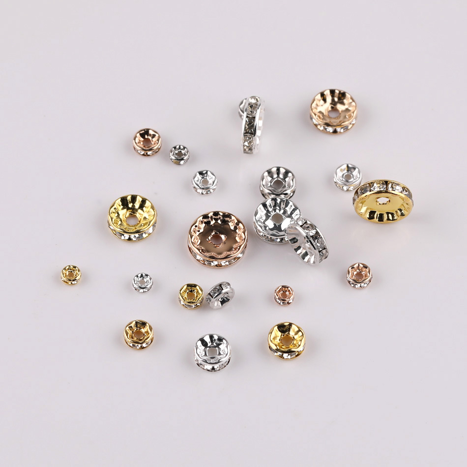 金色直边钻圈 串珠diy配饰材料 隔珠彩色手链镶钻银色隔片 车轮钻详情1