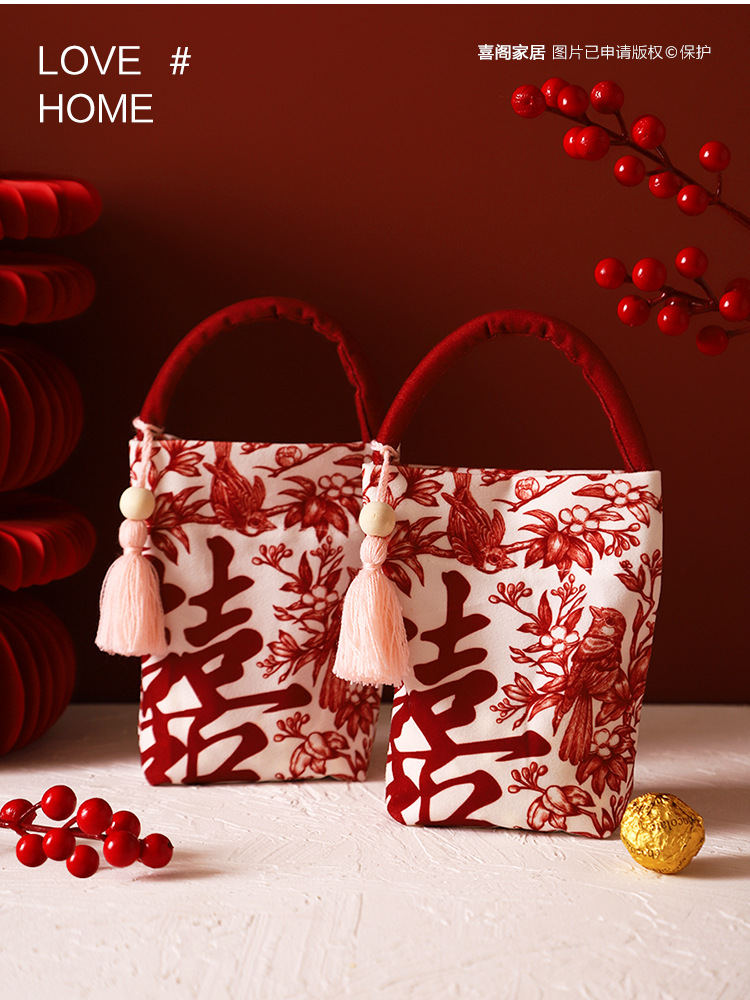 2025 New wedding candy bag, gift bag, candy cloth bag, empty, simple and elegant, specially designed for wedding return gifts pic 6