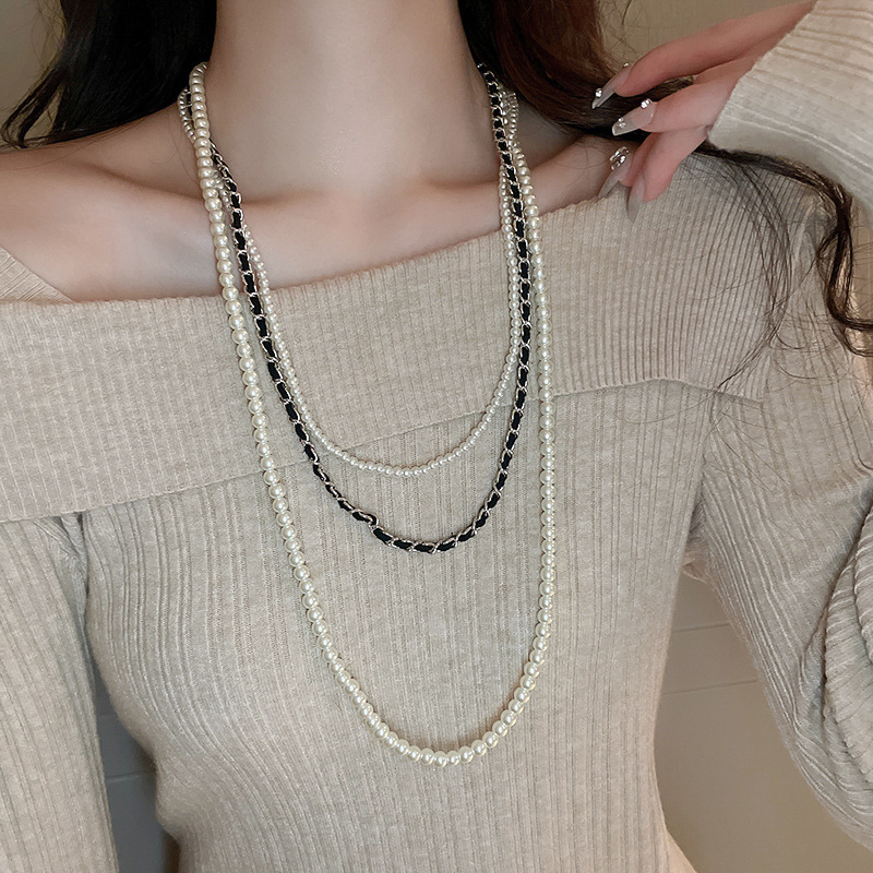 Irregular long pearl necklace, French light luxury style, sweater chain, niche simple and high-end necklace wholesale for women pic 63