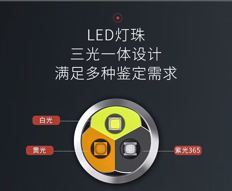 跨境批发照玉石专用手电筒鉴宝手电无极调光珠宝鉴定手电365紫光详情4