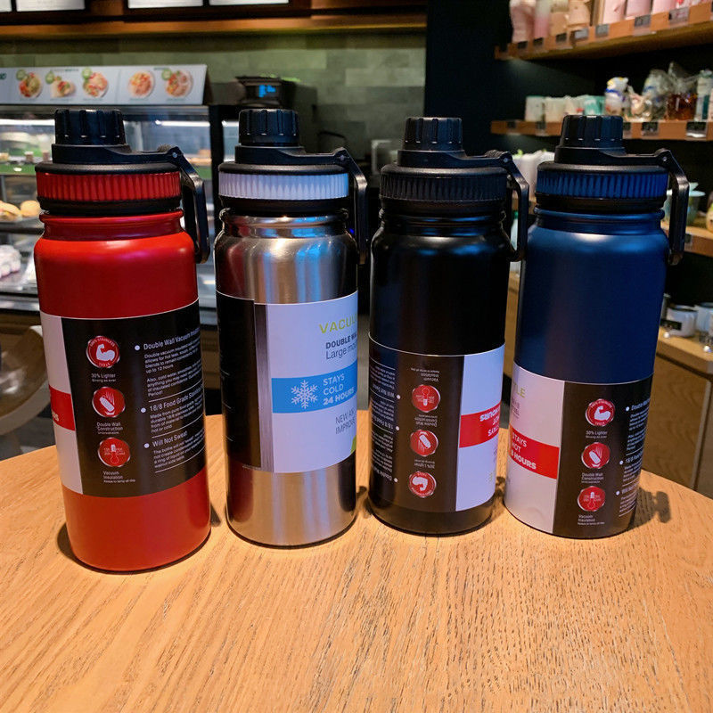 Cross-border 304 stainless steel insulated cup, outdoor portable mountain climbing sports water bottle, direct drinking, simple hand-held space pot pic 17
