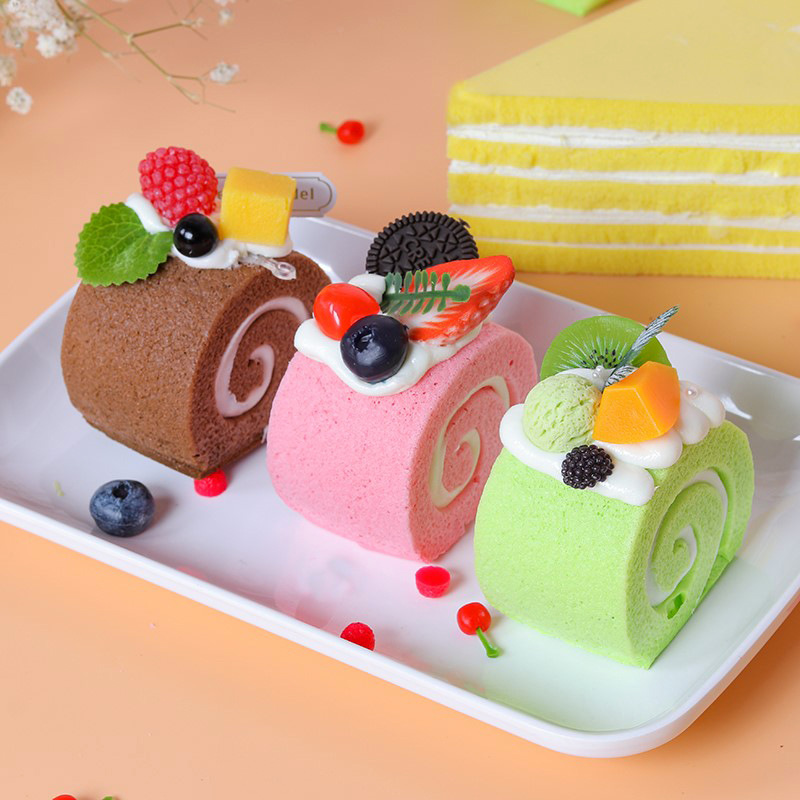 创意水果蛋卷瑞士卷模型多款方形圆形三角条形家居摆件过家家玩具糕点点心食品酒水详情13