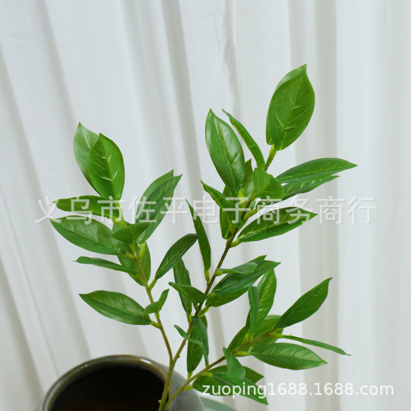 3叉柠檬叶发财树招财叶仿真树枝绿色叶子家居客厅插花装饰摆件详情8